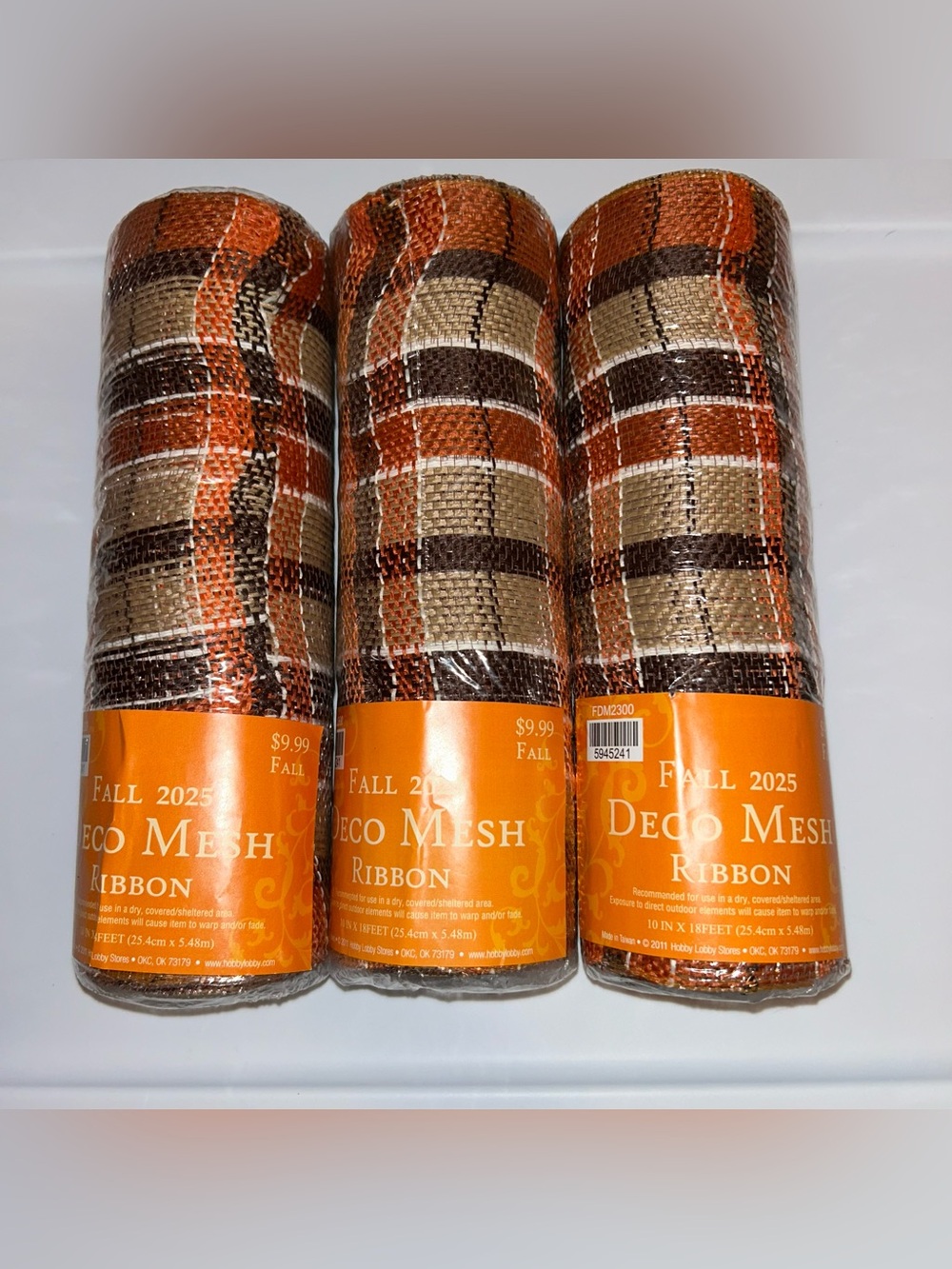 Hobby Lobby Fall Decorative Mesh 3 Pack New